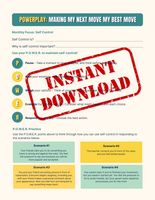 Self-Control Worksheet for Tweens and Teens: Take Control with POWERPLAY (2-Page, Micro-Learning)