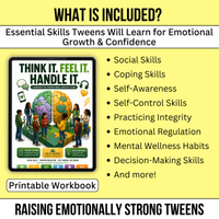 Think It. Feel It. Handle It.™ Tween Mental Health Workbook | Social Emotional Learning Activities | Telehealth Counseling Resource | Digital Download PDF