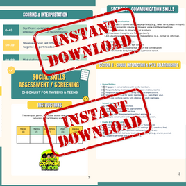 Social Skills Assessment Screening Tool for Tweens & Teens (PDF Worksheet) 6 pages